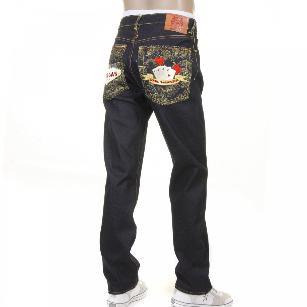 Mens Selvedge Dark Indigo Raw Denim Jeans