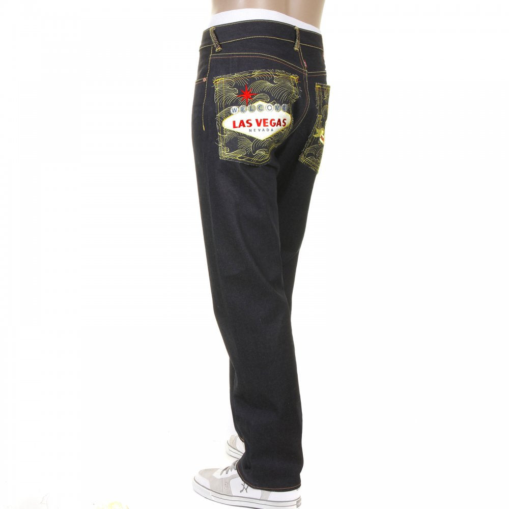 Mens Selvedge Dark Indigo Raw Denim Jeans