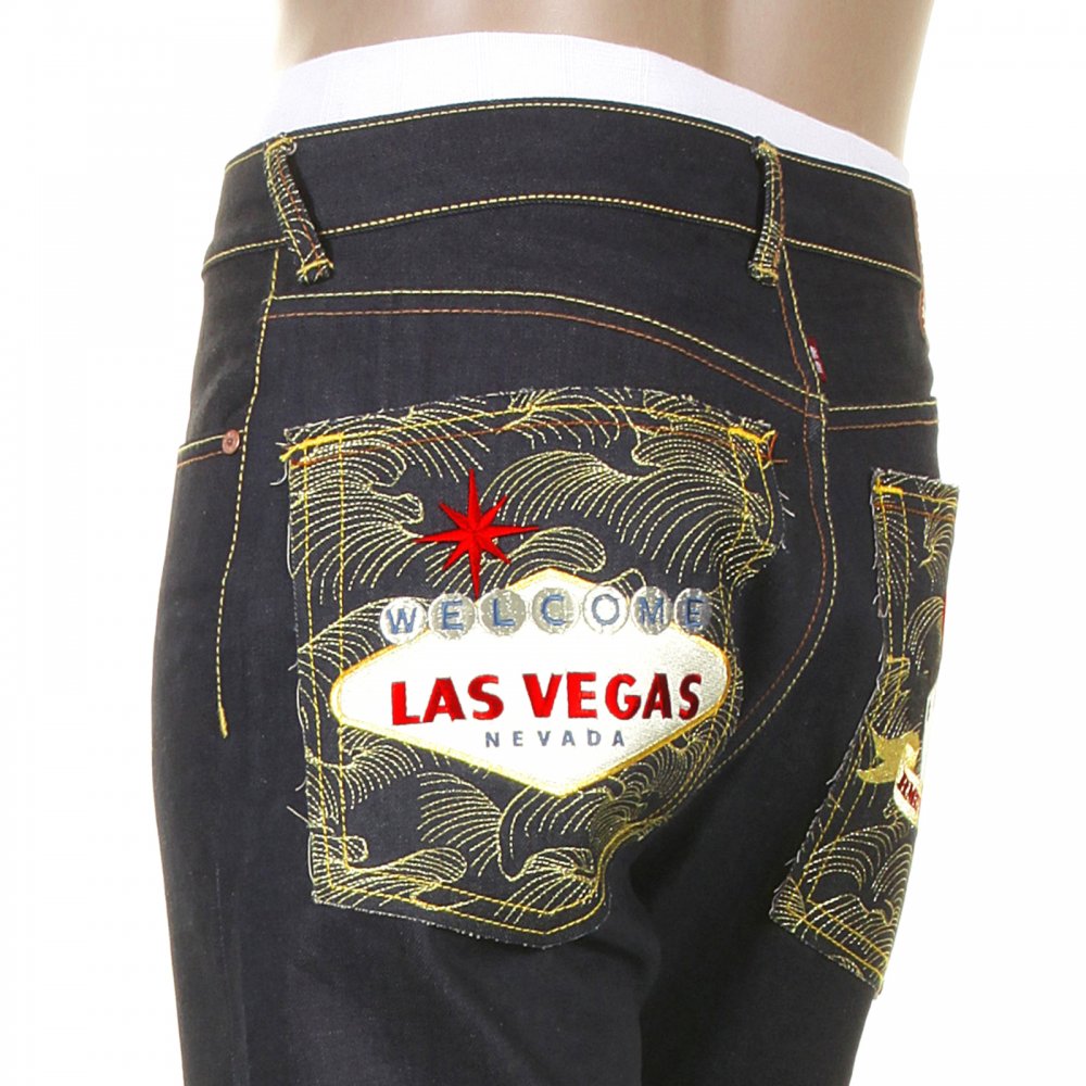 Mens Selvedge Dark Indigo Raw Denim Jeans