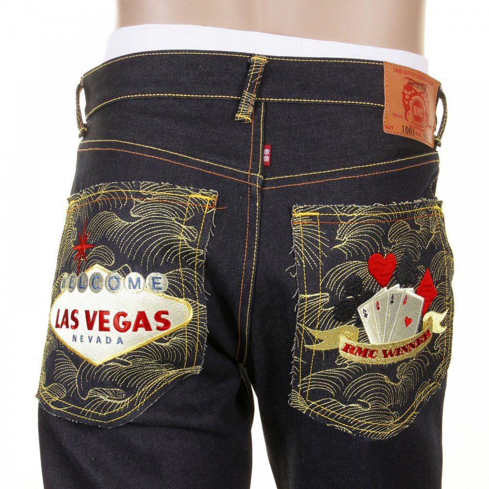 Mens Selvedge Dark Indigo Raw Denim Jeans