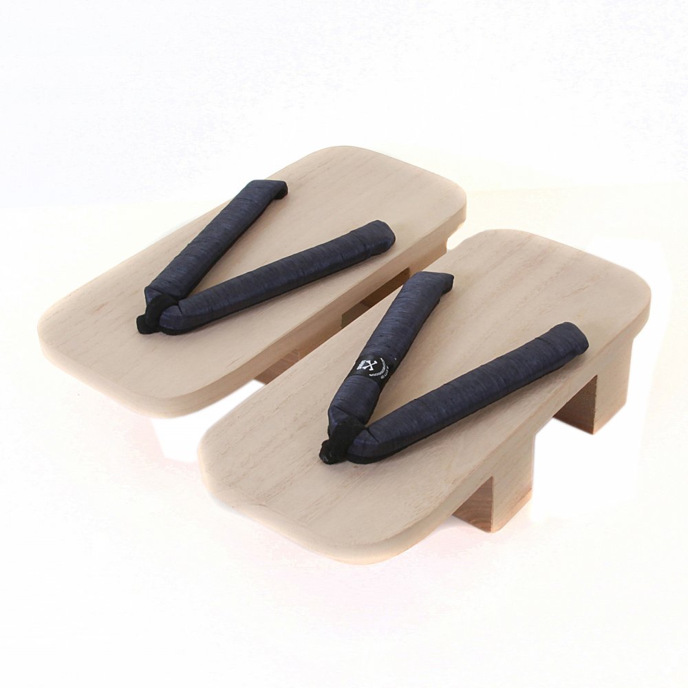 Unisex Traditional Geta Wooden Sandal with Navy Strap
