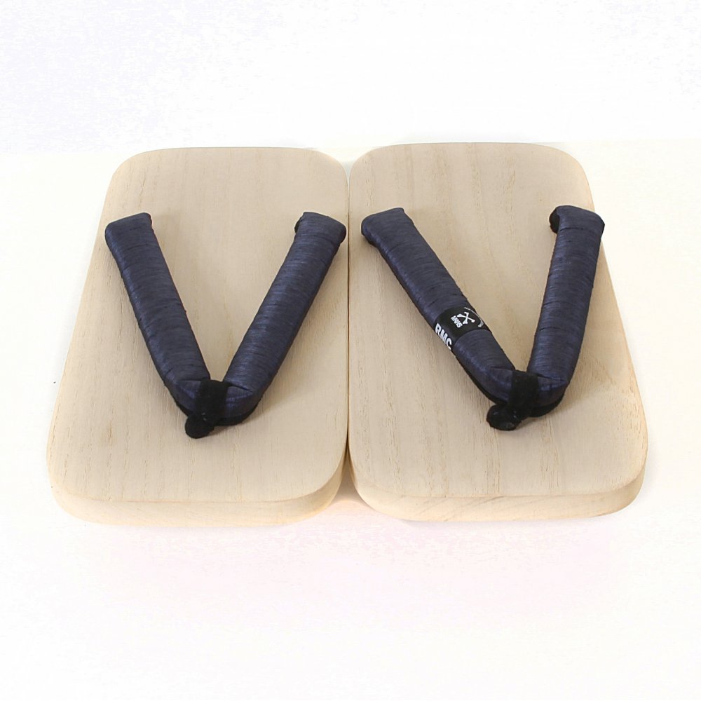 Unisex Traditional Geta Wooden Sandal with Navy Strap