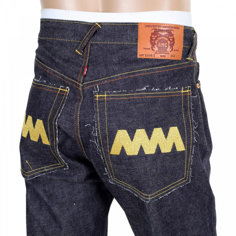 4A Version 1 Indigo Raw Japanese Selvedge Denim Jeans with Gold Embroidery