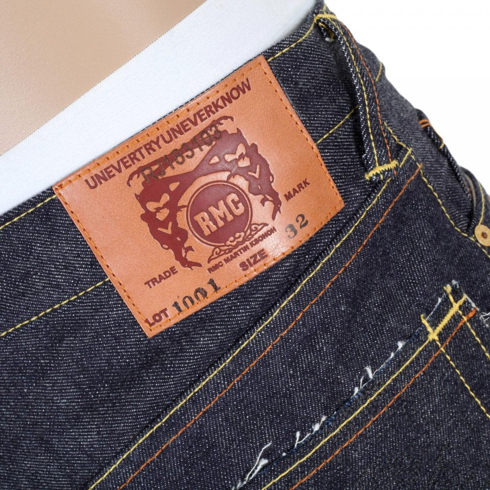 4A Version 1 Indigo Raw Japanese Selvedge Denim Jeans with Gold Embroidery