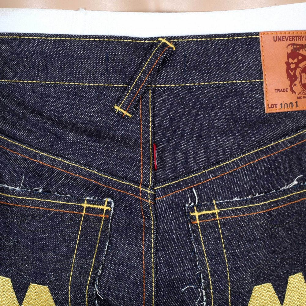 4A Version 1 Indigo Raw Japanese Selvedge Denim Jeans with Gold Embroidery