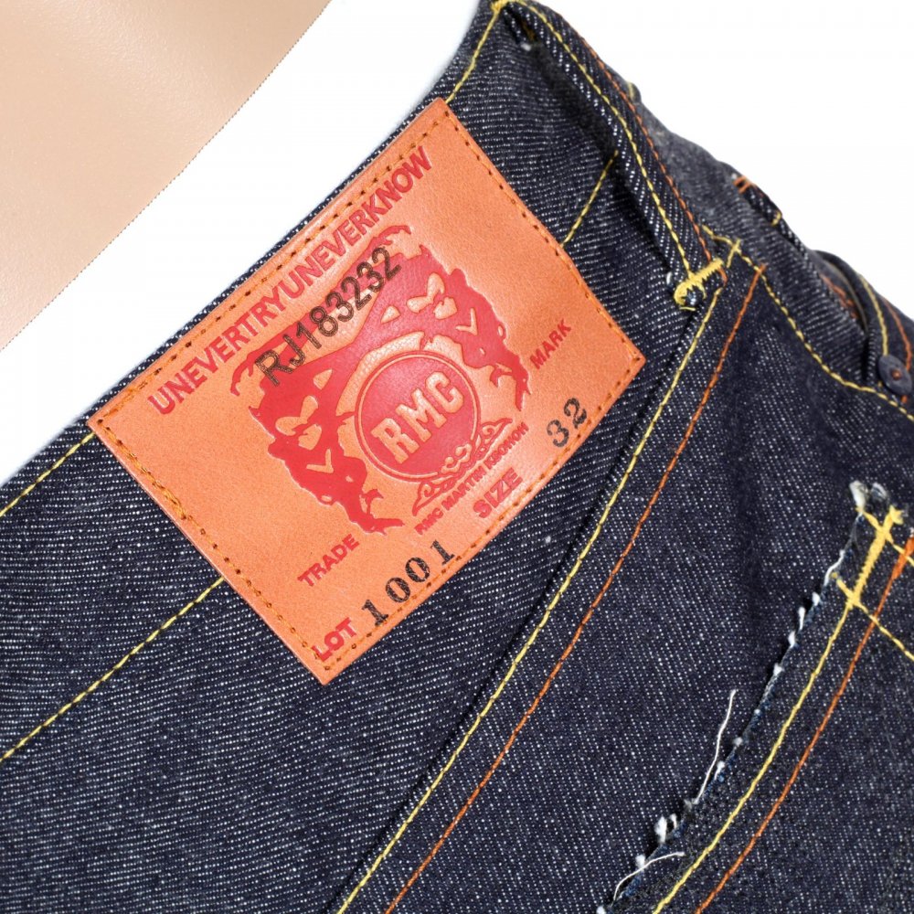 4A Version 1 Regular Classic Slim Model Selvedge Raw Denim Jeans with Black Embroidery