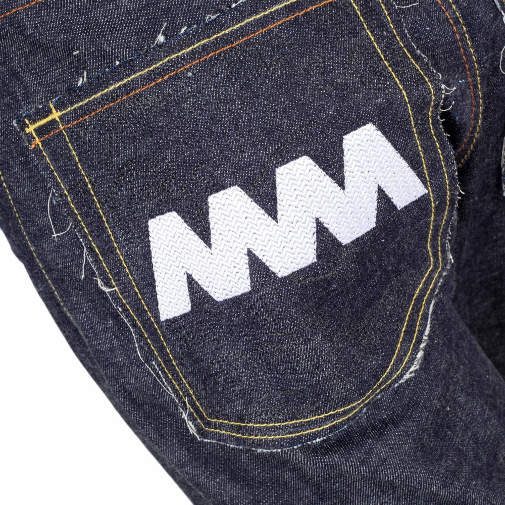 4A Version 1 White Embroidered Indigo Japanese Selvedge Denim Jeans with White Embroidery