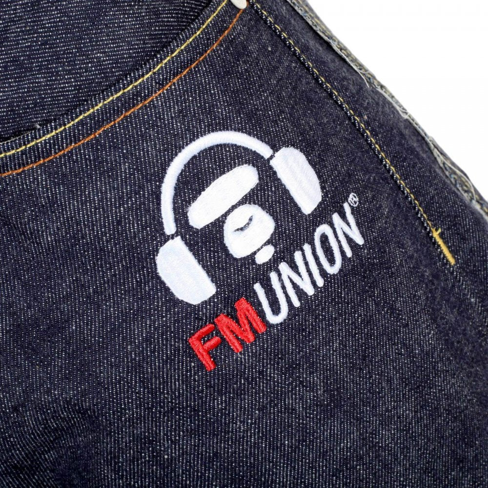 4A Version 1 White Embroidered Indigo Japanese Selvedge Denim Jeans with White Embroidery