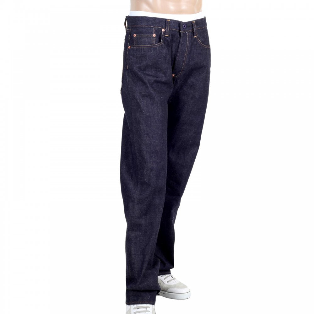 Indigo Japanese Selvedge Denim Jeans with Embroidered Warriors
