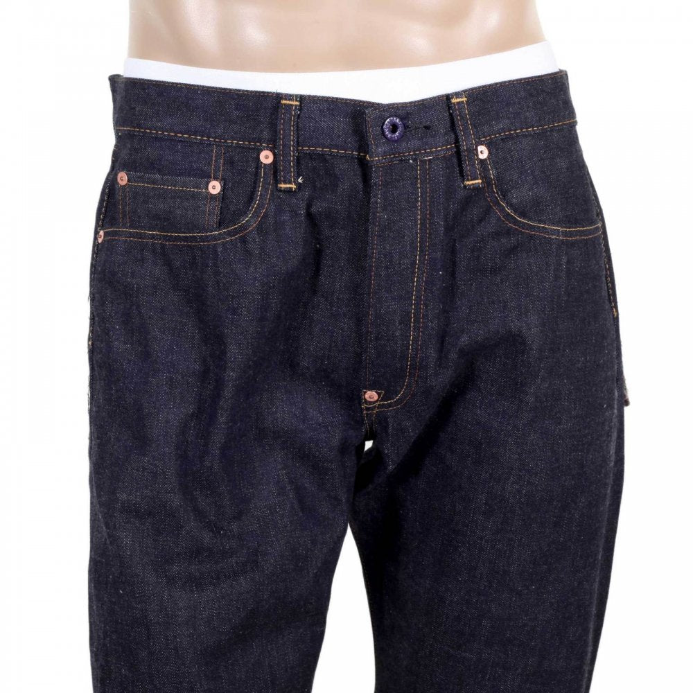 Indigo Japanese Selvedge Denim Jeans with Embroidered Warriors