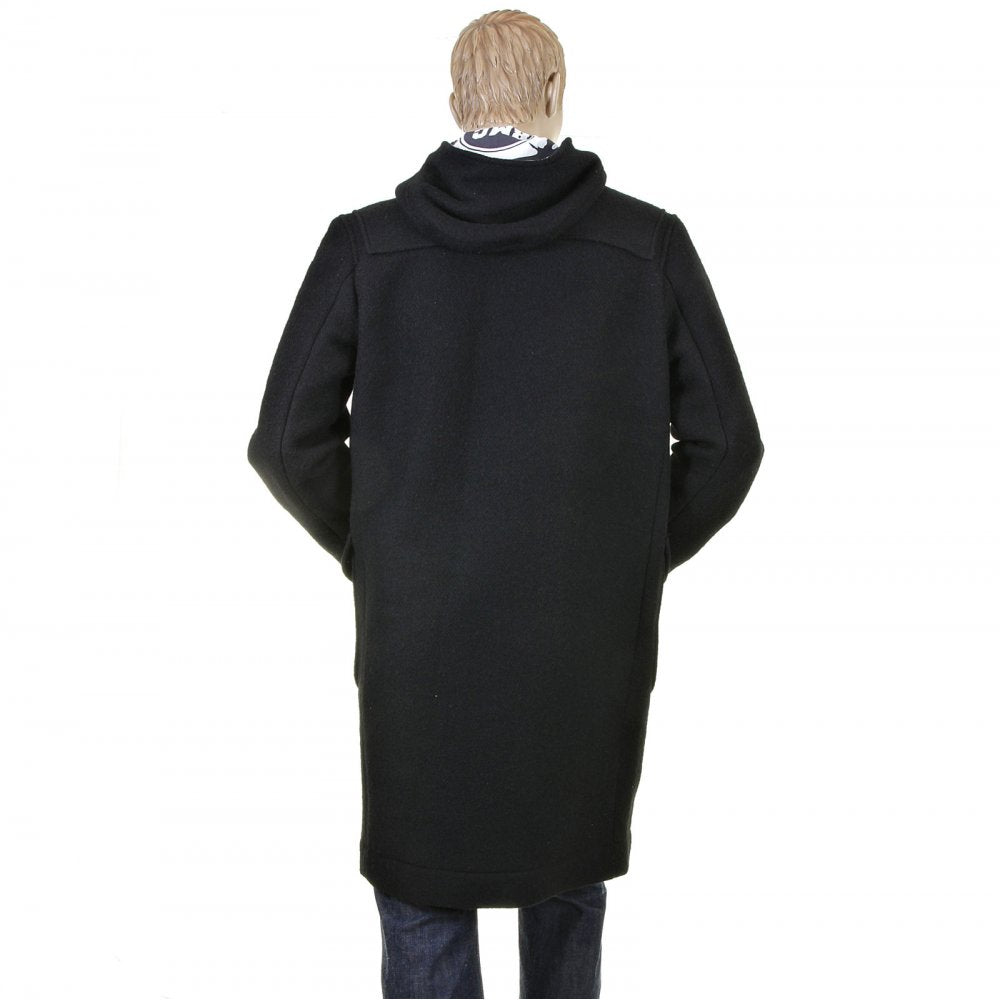 Mens 100% Wool Regular Fit Fisherman Duffle Coat in Black