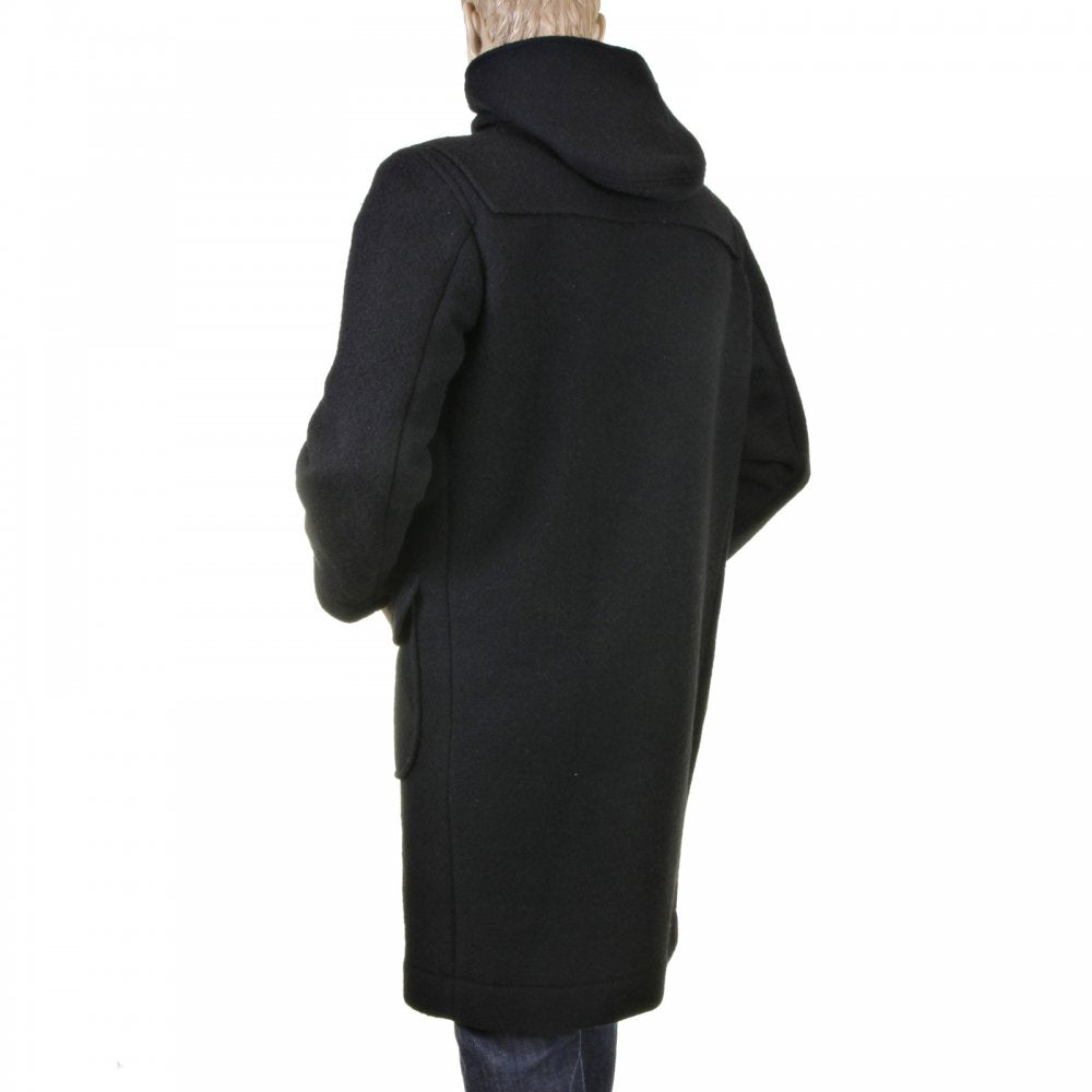 Mens 100% Wool Regular Fit Fisherman Duffle Coat in Black