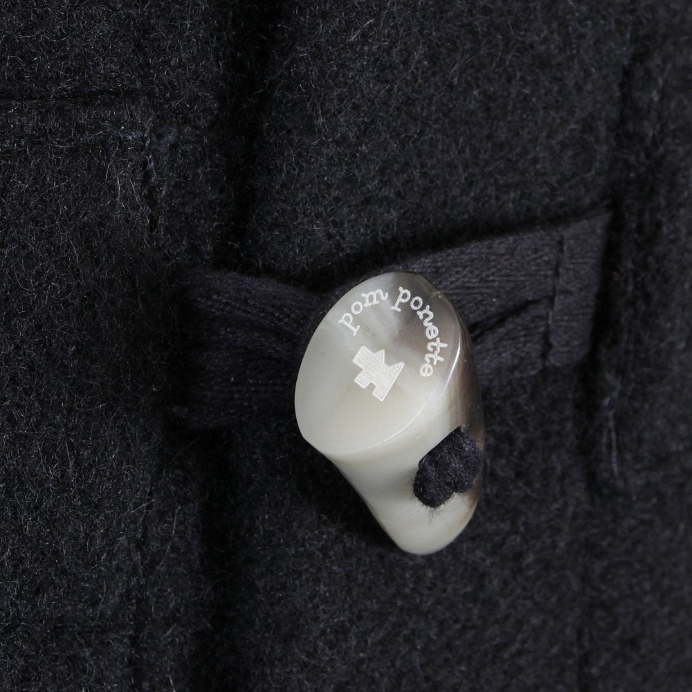 Mens 100% Wool Regular Fit Fisherman Duffle Coat in Black