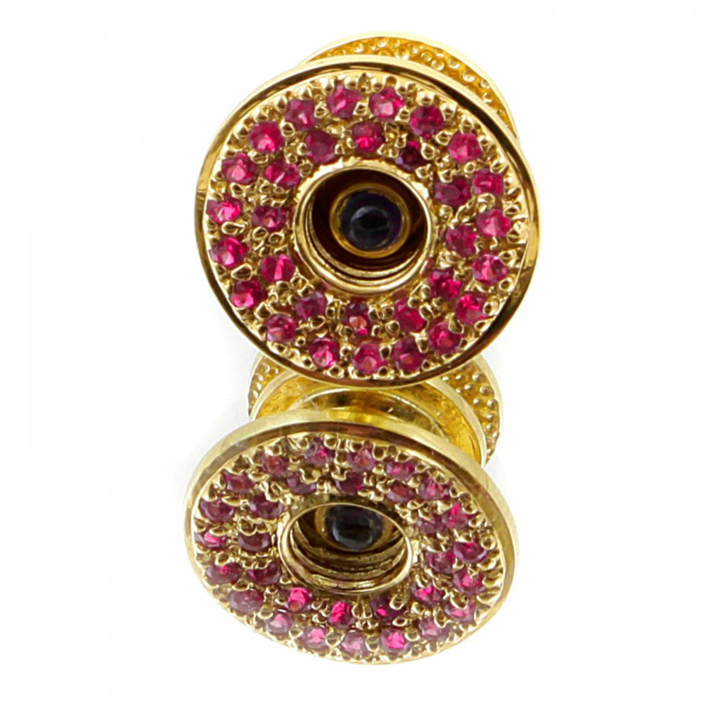 Custom Made Ruby and Blue Sapphire 5 Button Set