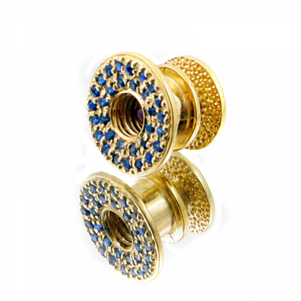 Mens Custom Made Blue Sapphire and Ruby 5 Button Set