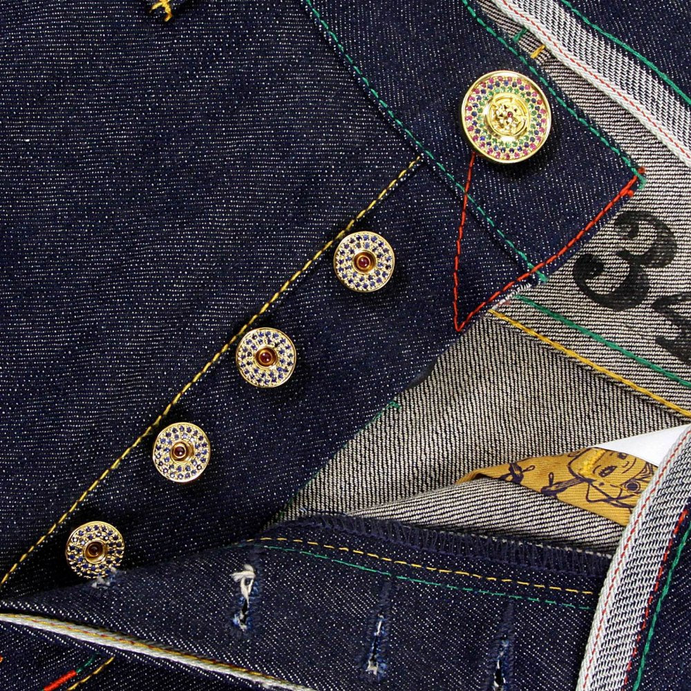 Mens Custom Made Blue Sapphire and Ruby 5 Button Set