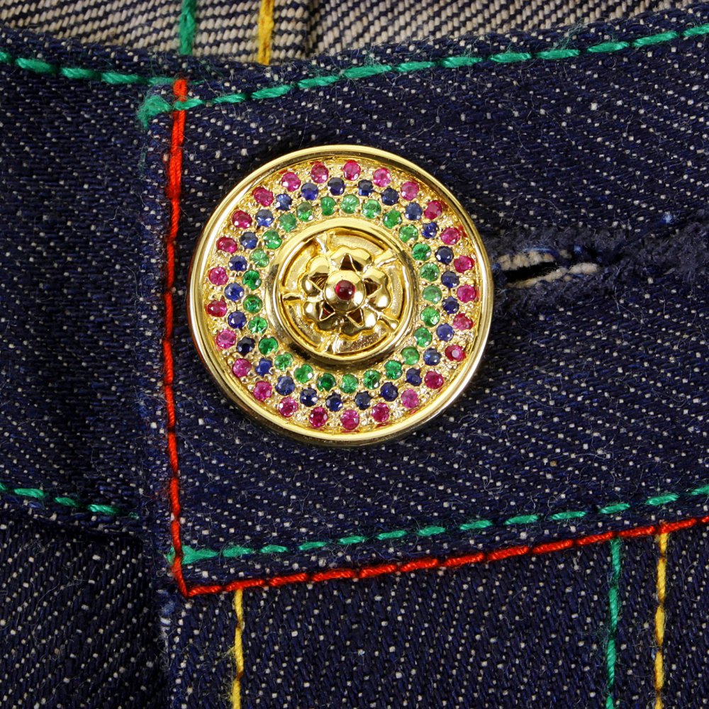 Custom Made Green Garnet and Ruby 5 Button Set
