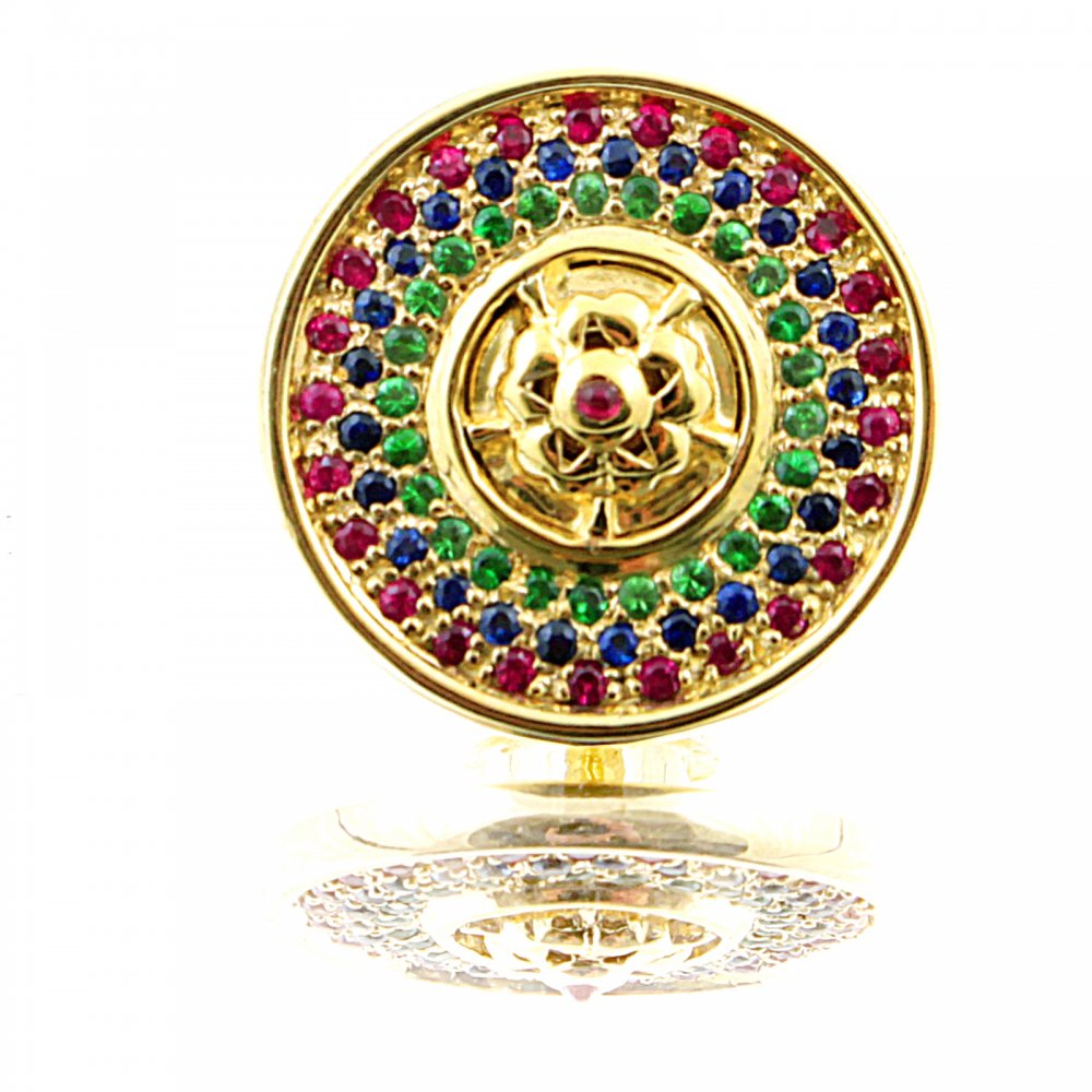 Custom Made Green Garnet and Ruby 5 Button Set