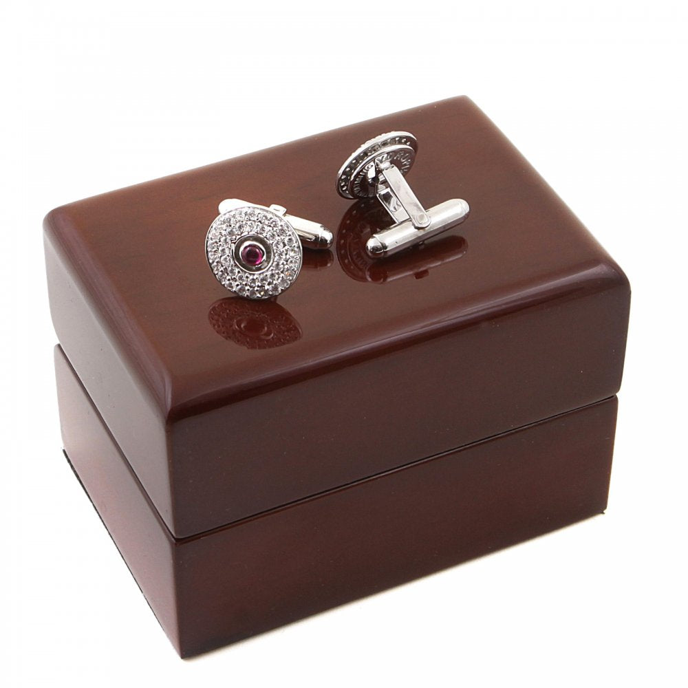 Circular Custom Made Diamond and Ruby Cufflinks