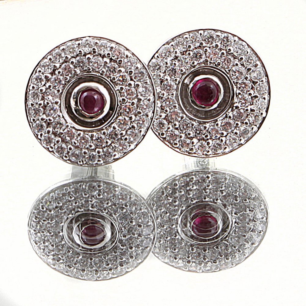 Circular Custom Made Diamond and Ruby Cufflinks