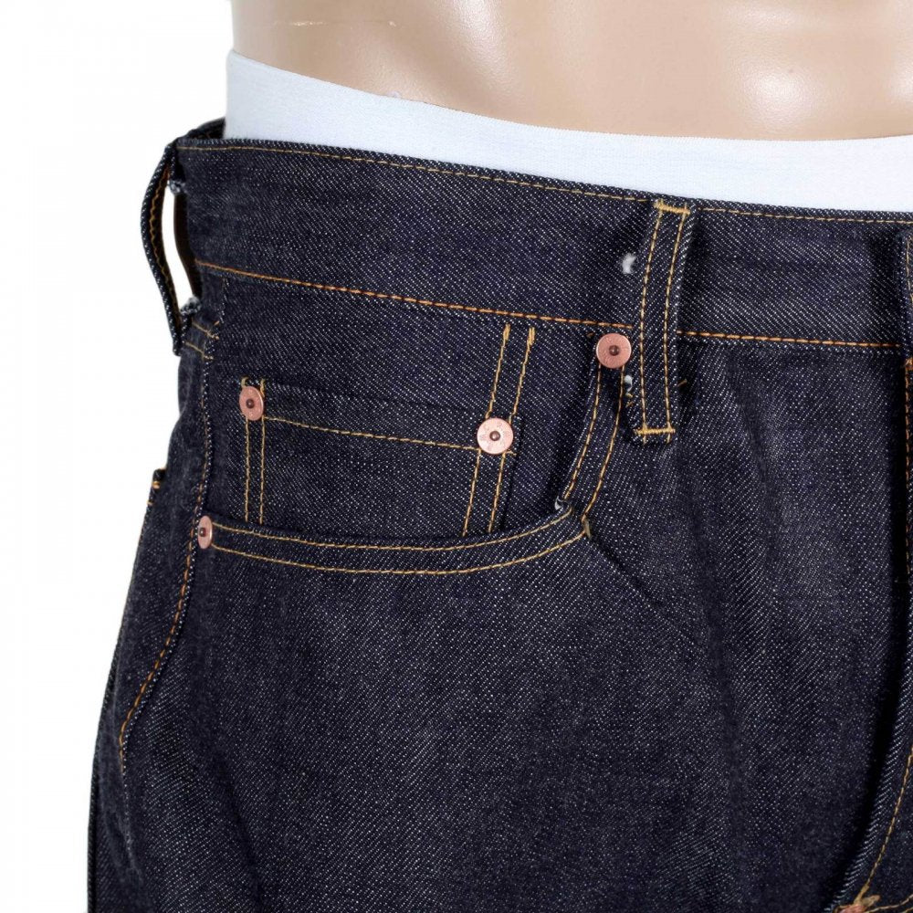 Indigo Raw Japanese Selvedge Denim Jeans with Silver Bushi Embroidery