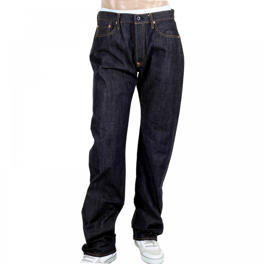 Japanese Selvedge Indigo Raw Denim Mens Jeans with Red Pockets