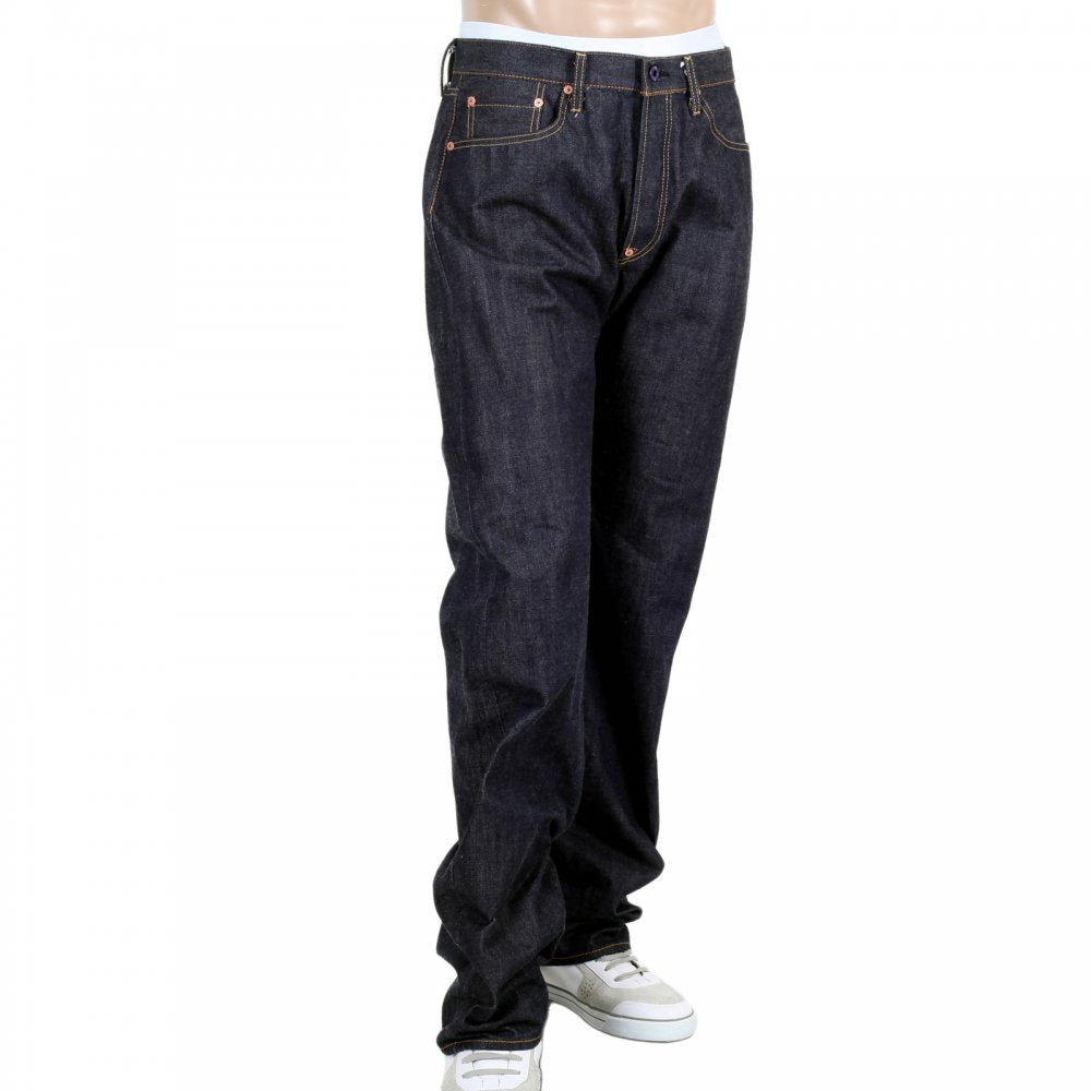 Japanese Selvedge Indigo Raw Denim Mens Jeans with Red Pockets