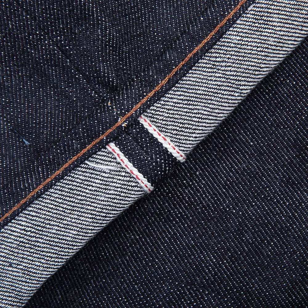 Mens Hand Embroidered Japanese Indigo Selvedge Raw Denim Jeans