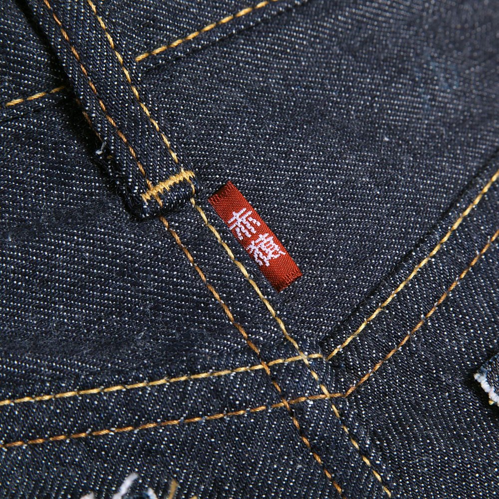 Mens Hand Embroidered Japanese Indigo Selvedge Raw Denim Jeans