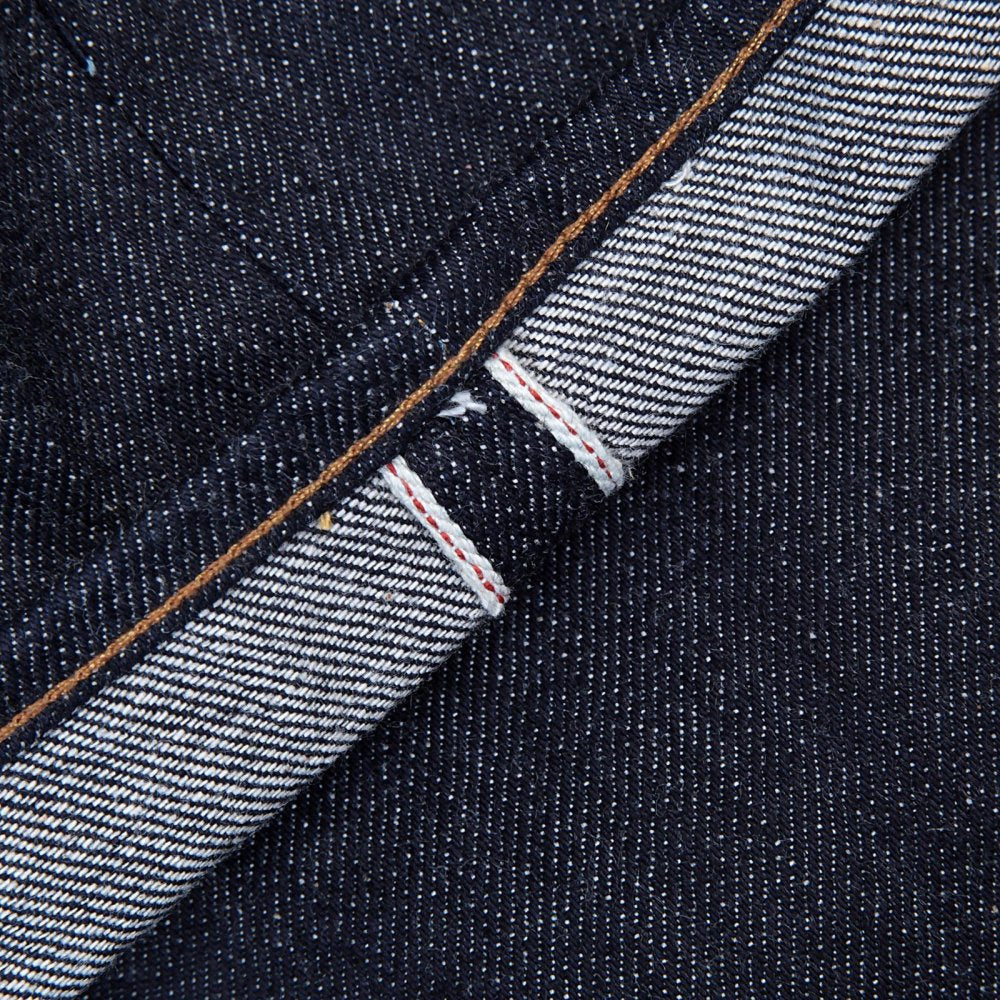 Mens Slim Fit Japanese Indigo Selvedge Raw Denim Jeans with Multicolour Embroidered Carp