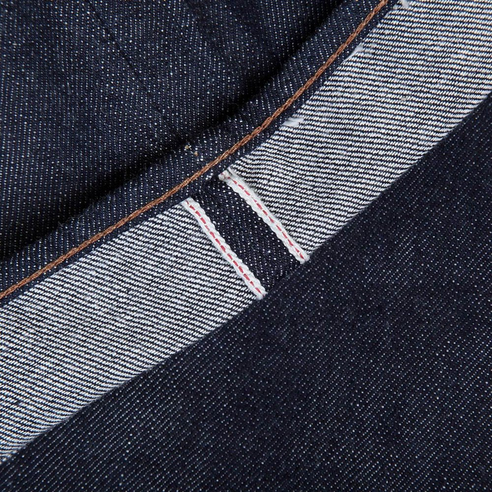 Japanese Indigo Selvedge Raw Denim Jeans for Men with Red Embroidered Lucky Horse