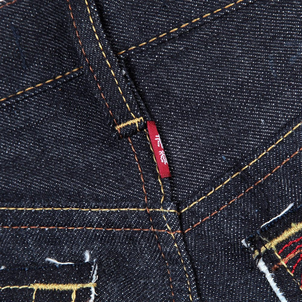 Japanese Indigo Selvedge Raw Denim Jeans for Men with Red Embroidered Lucky Horse