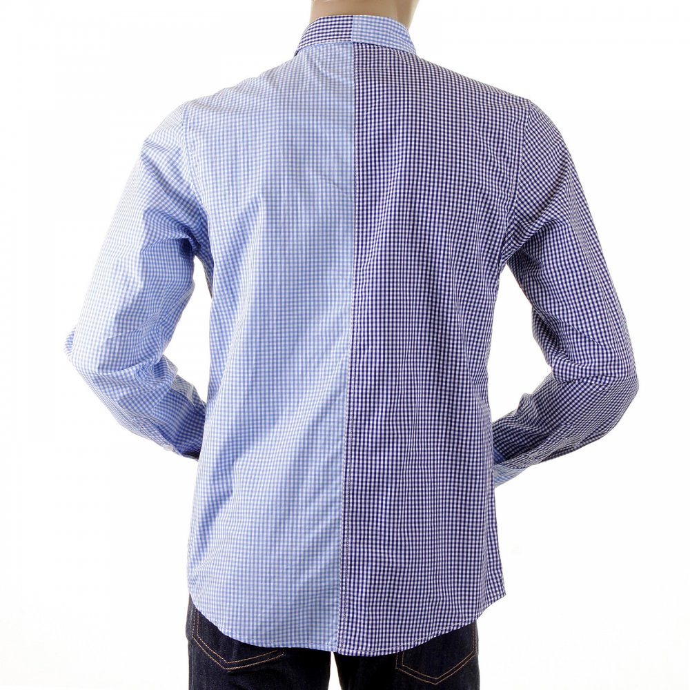 Blue and Navy Button down Collar Long Sleeve Regular Fit Shirt