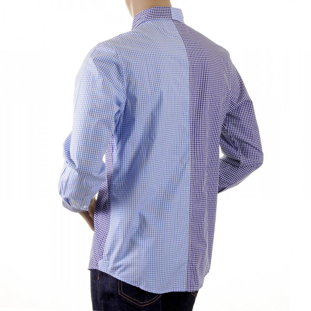 Blue and Navy Button down Collar Long Sleeve Regular Fit Shirt