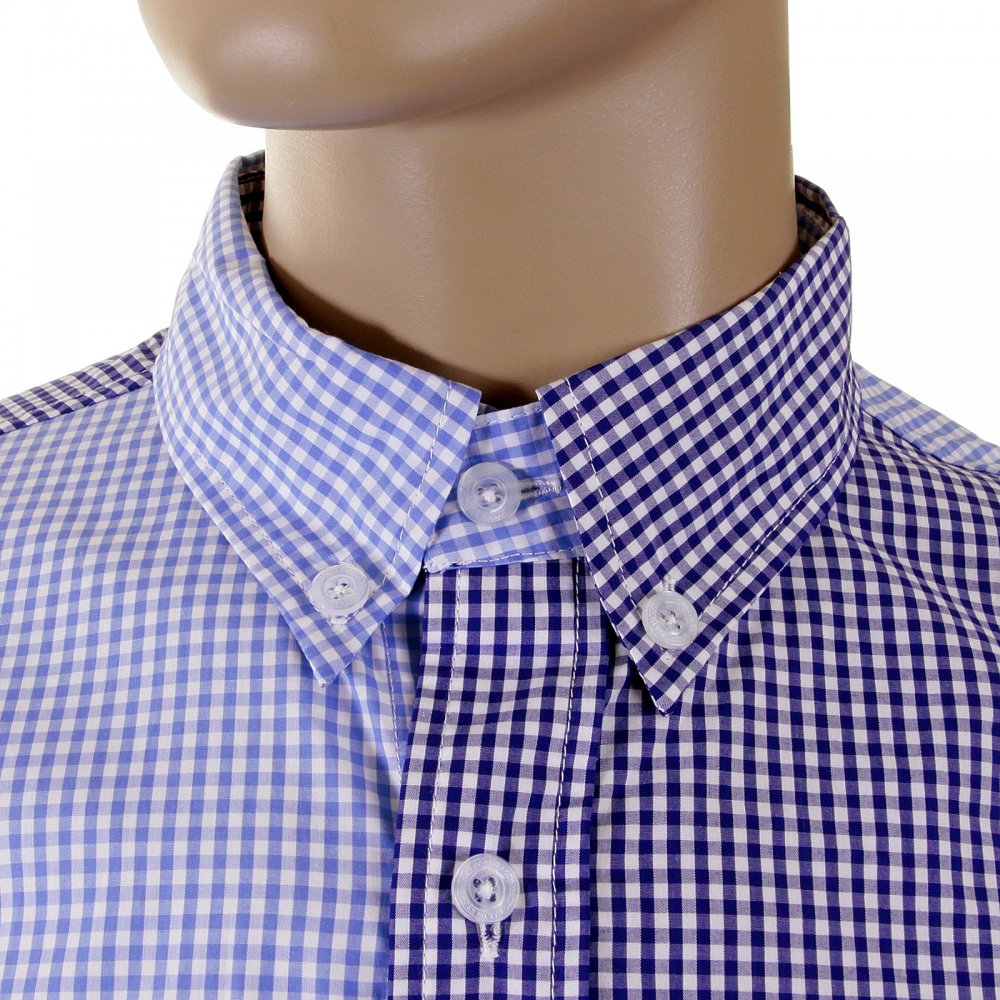 Blue and Navy Button down Collar Long Sleeve Regular Fit Shirt