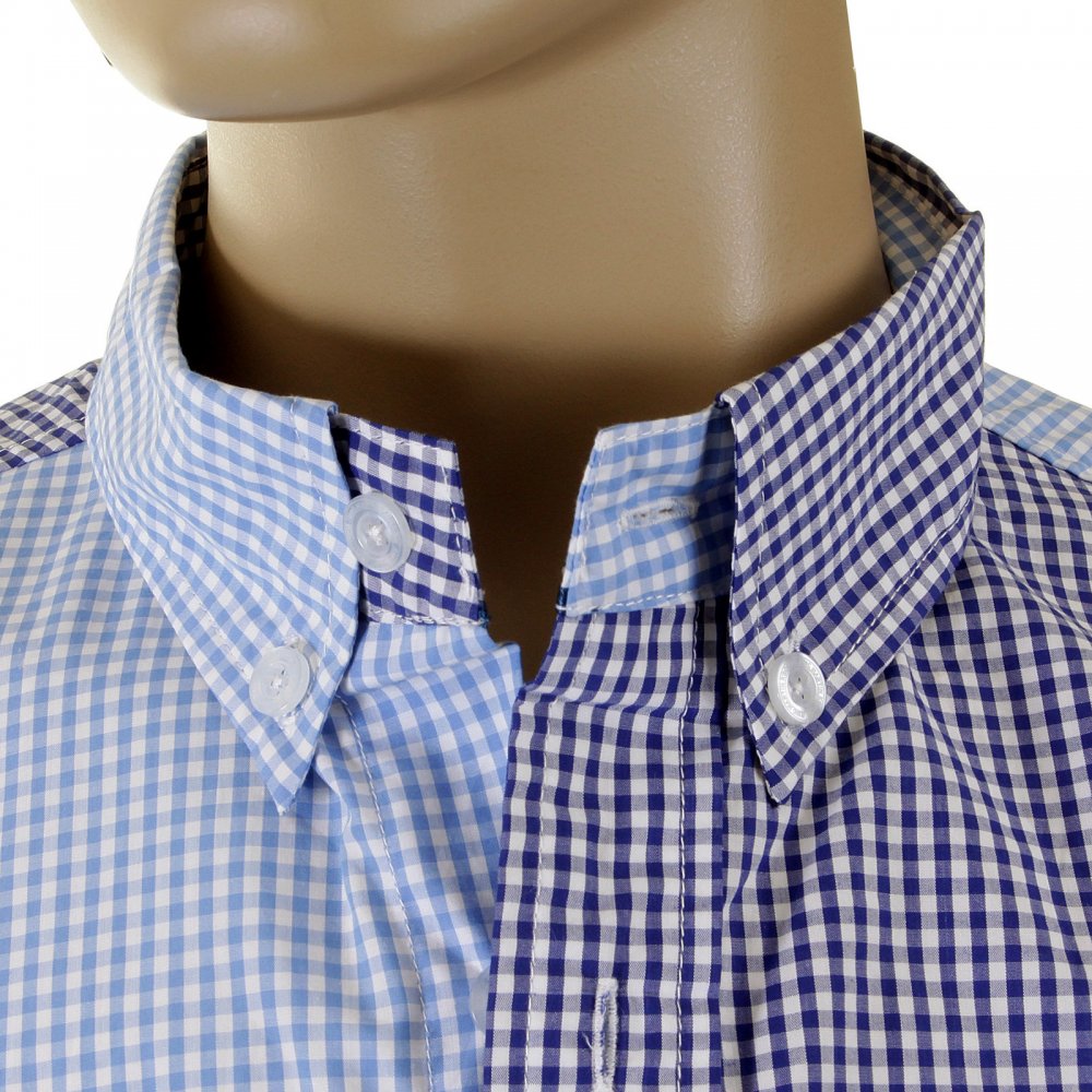 Blue and Navy Button down Collar Long Sleeve Regular Fit Shirt