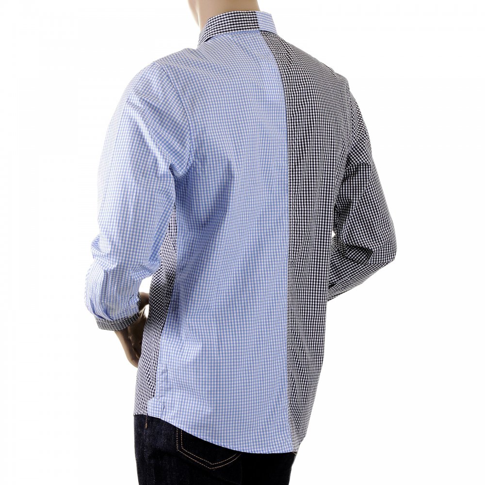 Blue and Black Button down Collar Long Sleeve Regular Fit Shirt