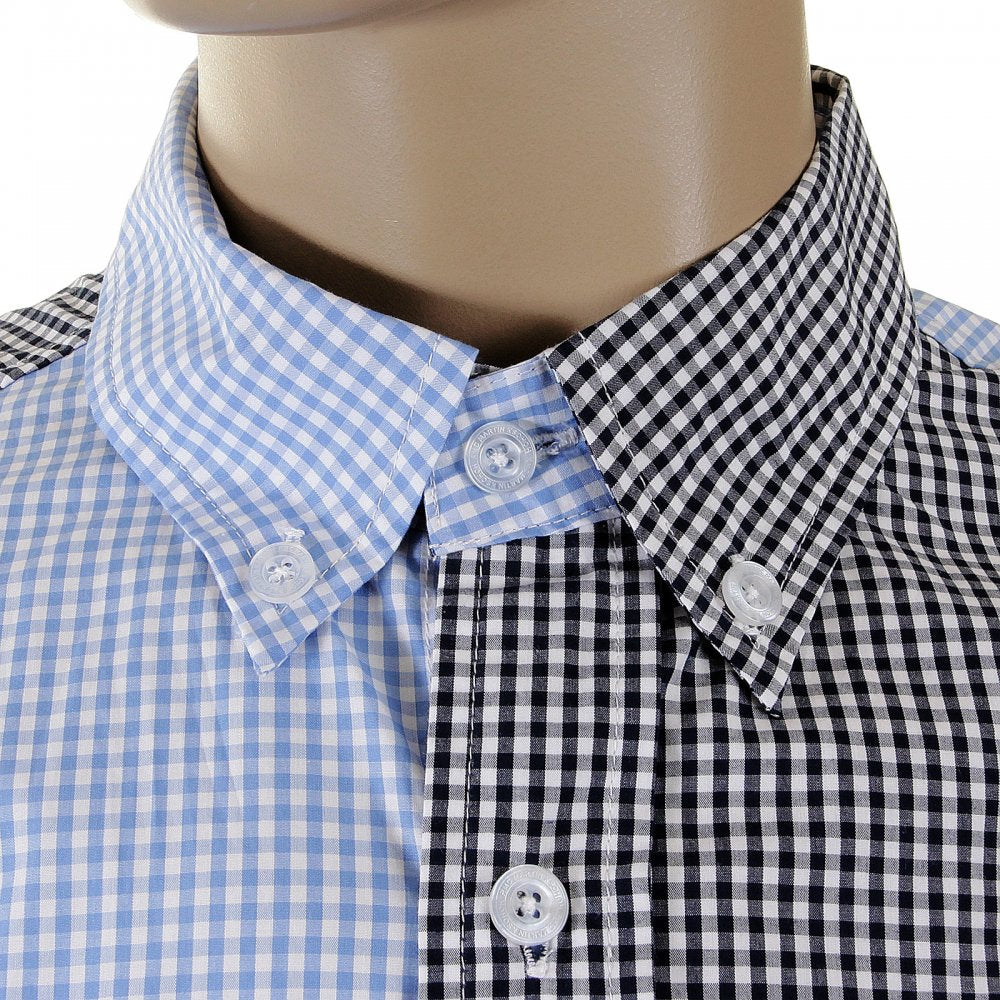 Blue and Black Button down Collar Long Sleeve Regular Fit Shirt