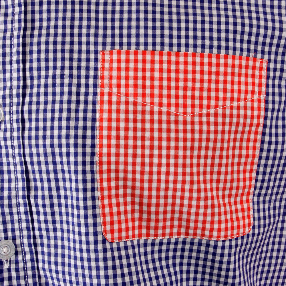 Red and Navy Button down Collar Long Sleeve Regular Fit Shirt