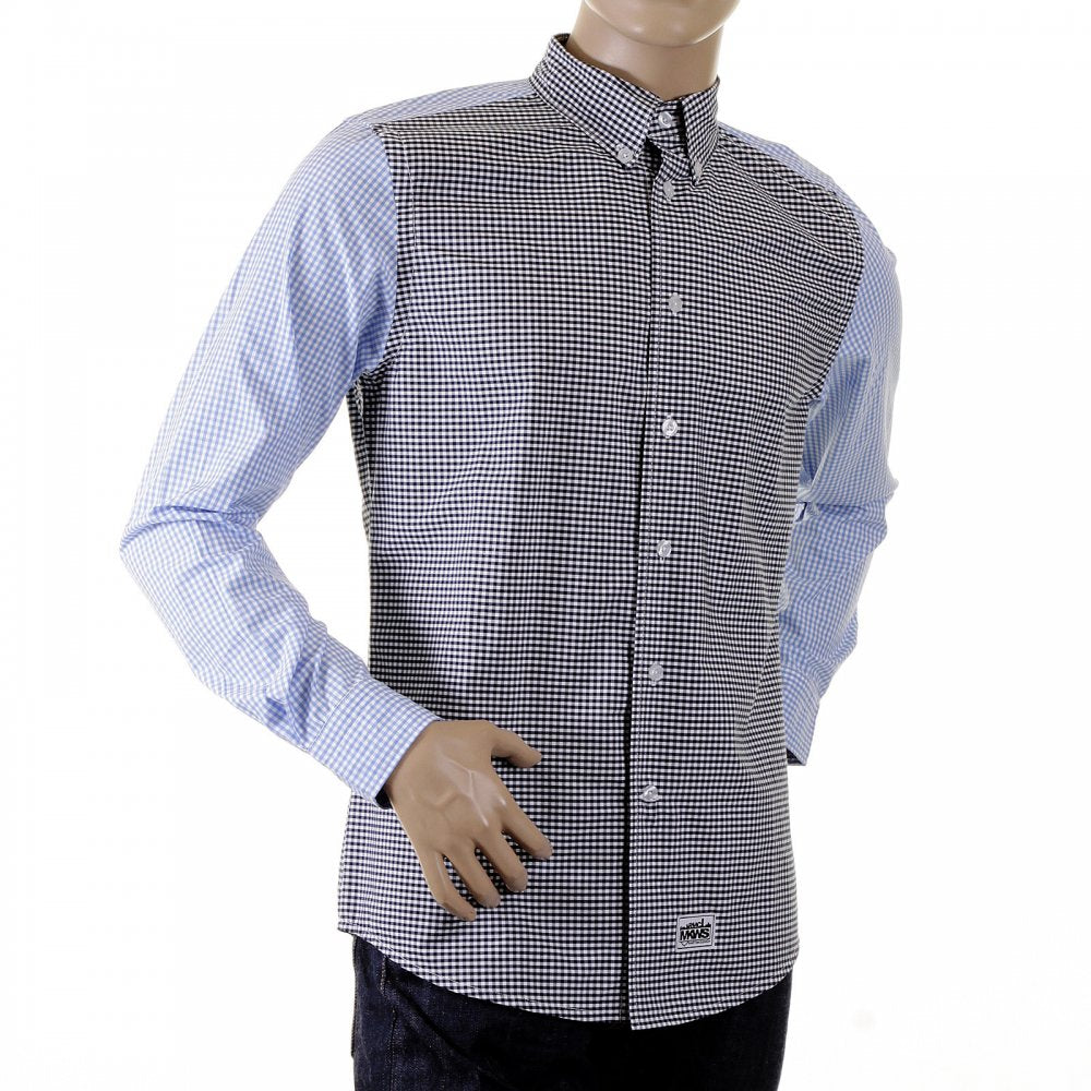 Black and Blue Button Down Collar Long Sleeve Regular Fit Shirt