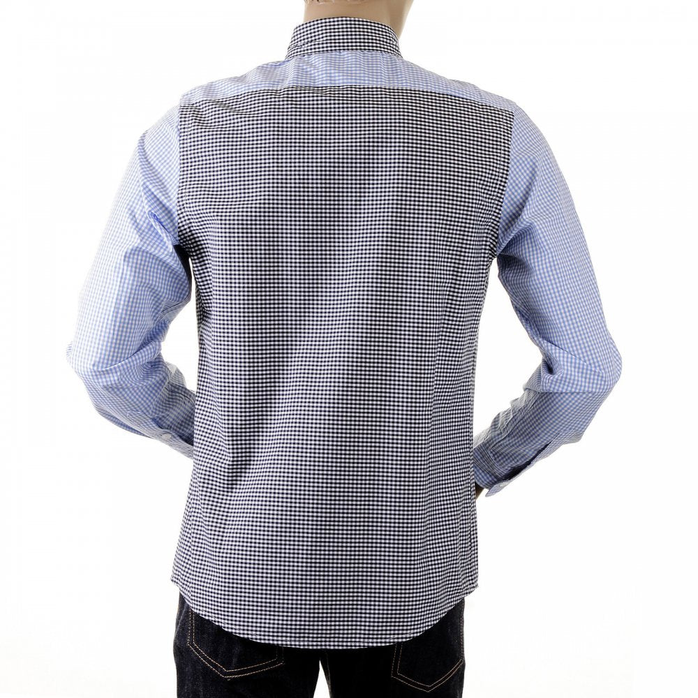 Black and Blue Button Down Collar Long Sleeve Regular Fit Shirt