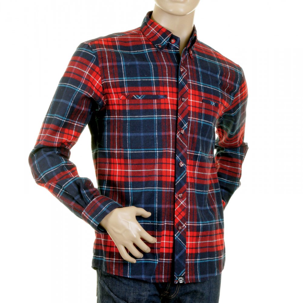Red Check Button down Collar Long Sleeve Regular Fit Shirt