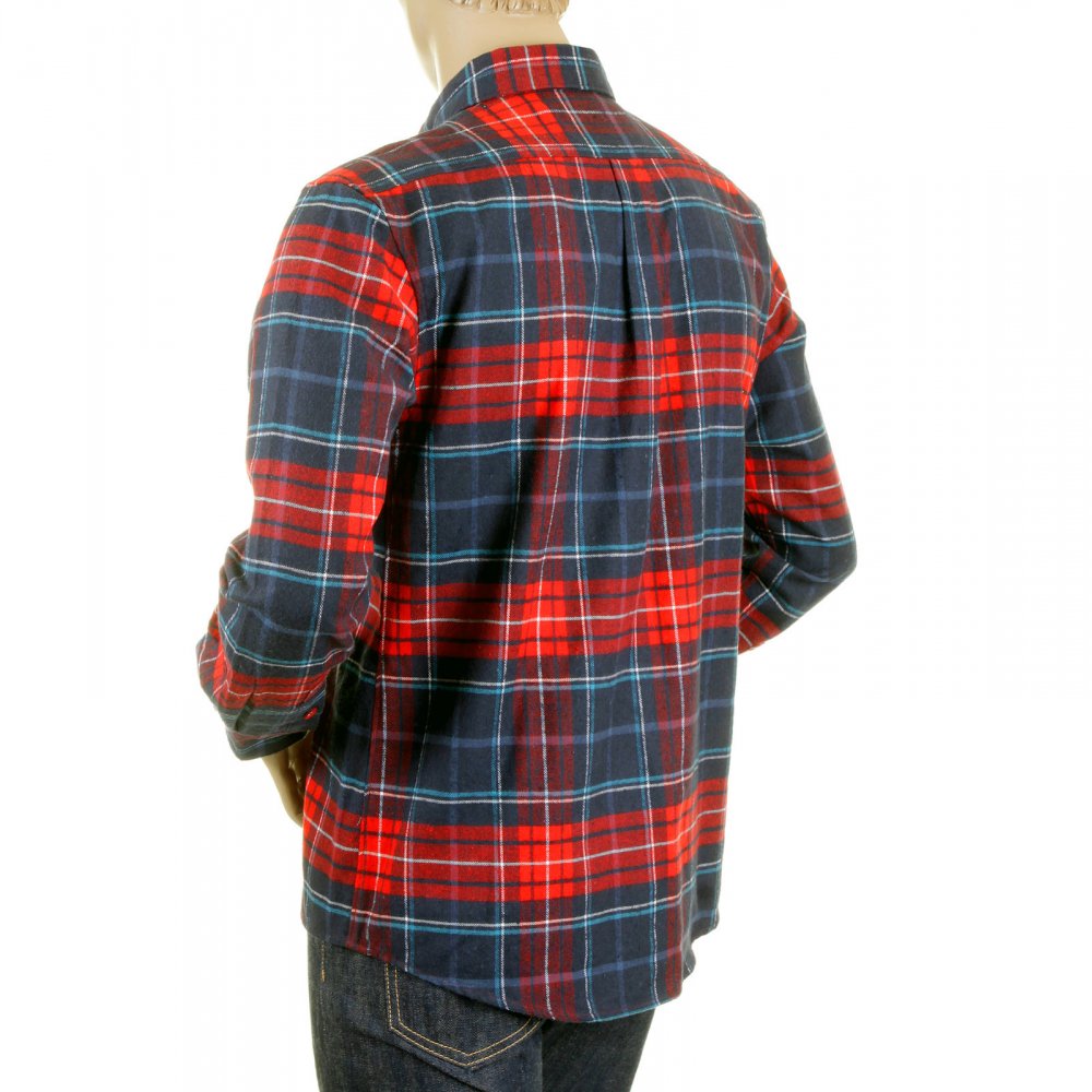 Red Check Button down Collar Long Sleeve Regular Fit Shirt