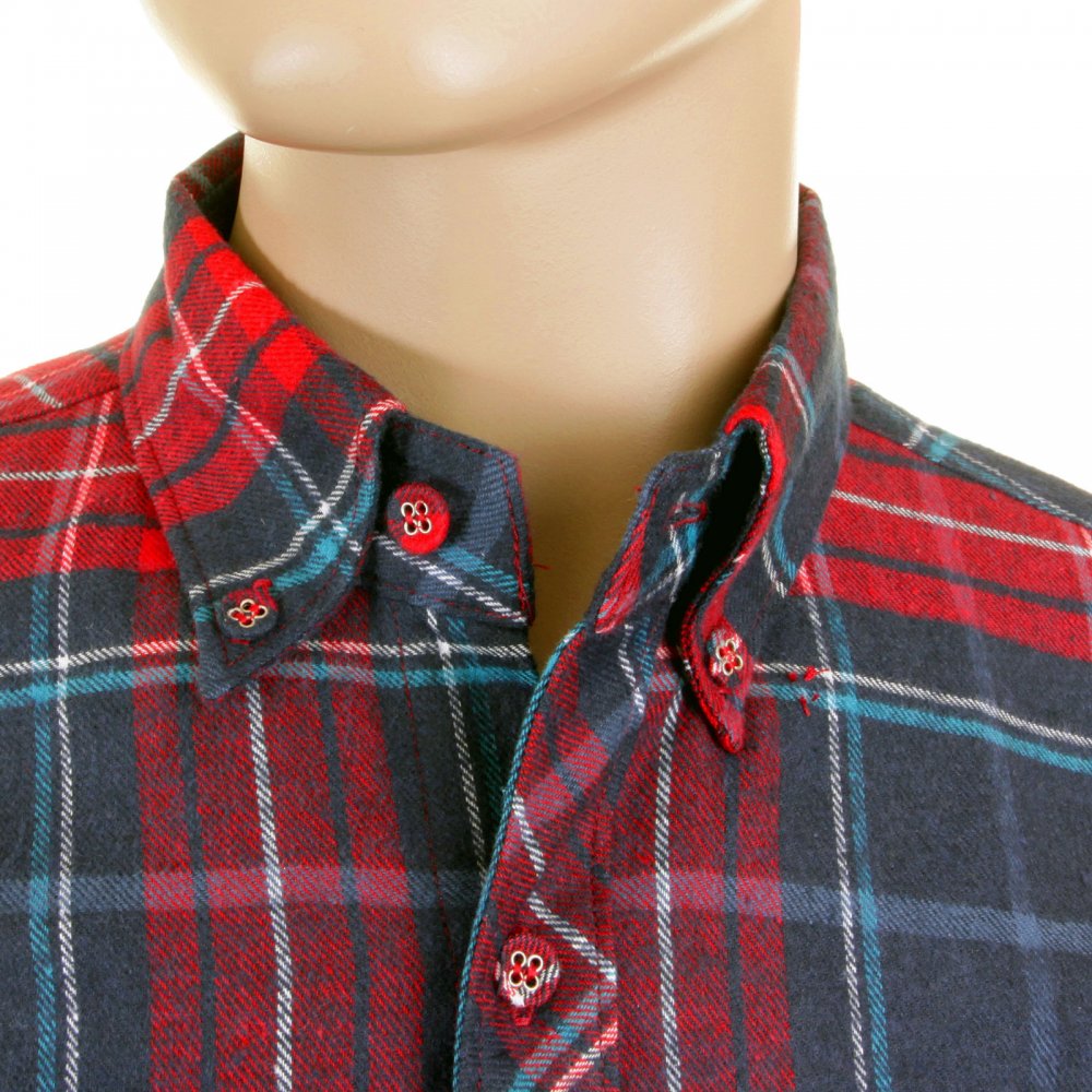 Red Check Button down Collar Long Sleeve Regular Fit Shirt