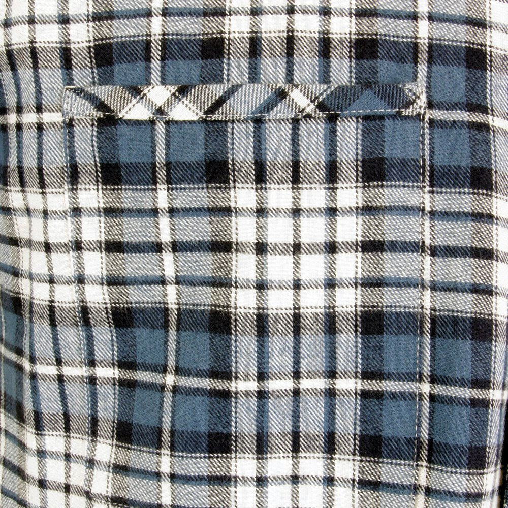 Mens Blue and White Check Button down Collar Long Sleeve Regular Fit Shirt