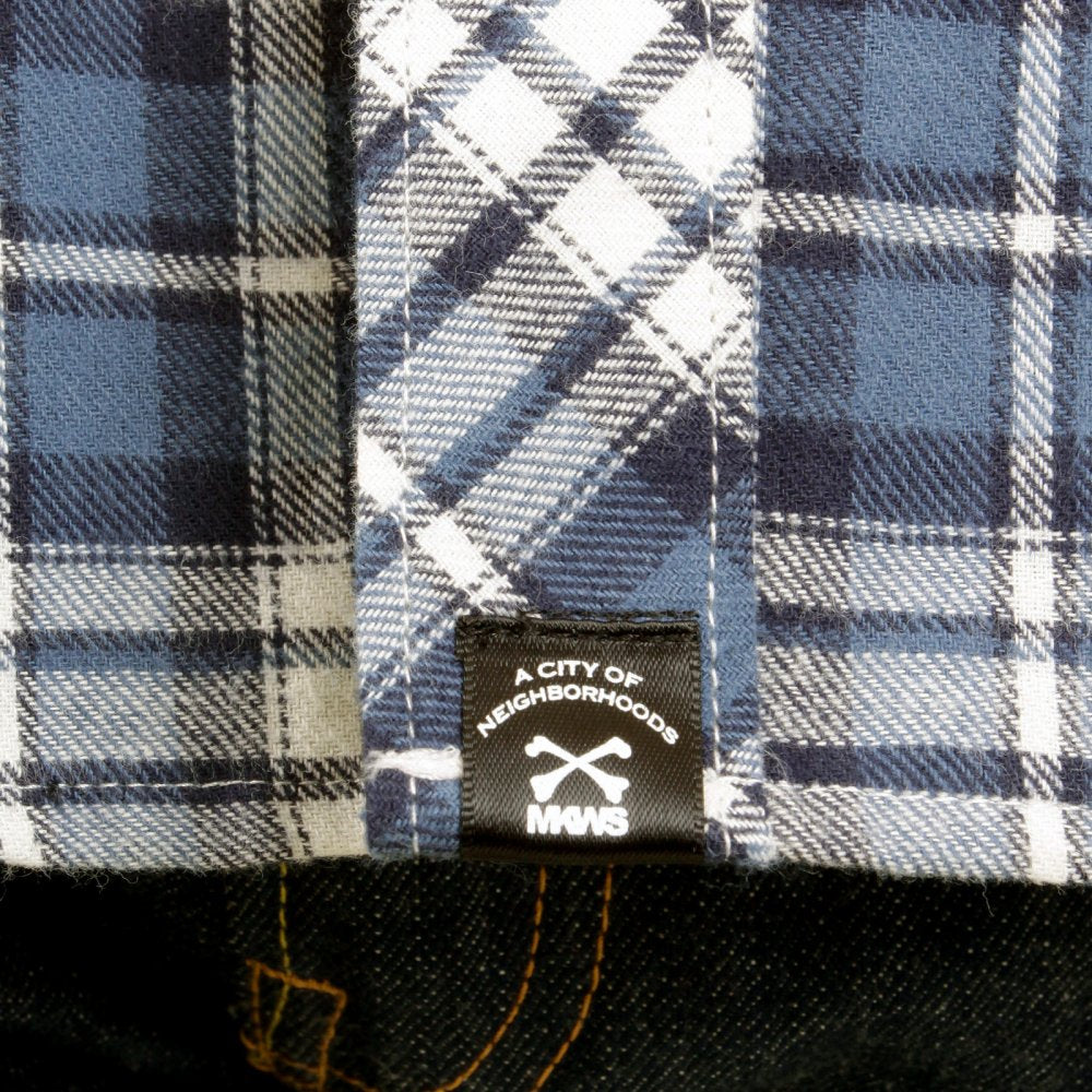 Mens Blue and White Check Button down Collar Long Sleeve Regular Fit Shirt