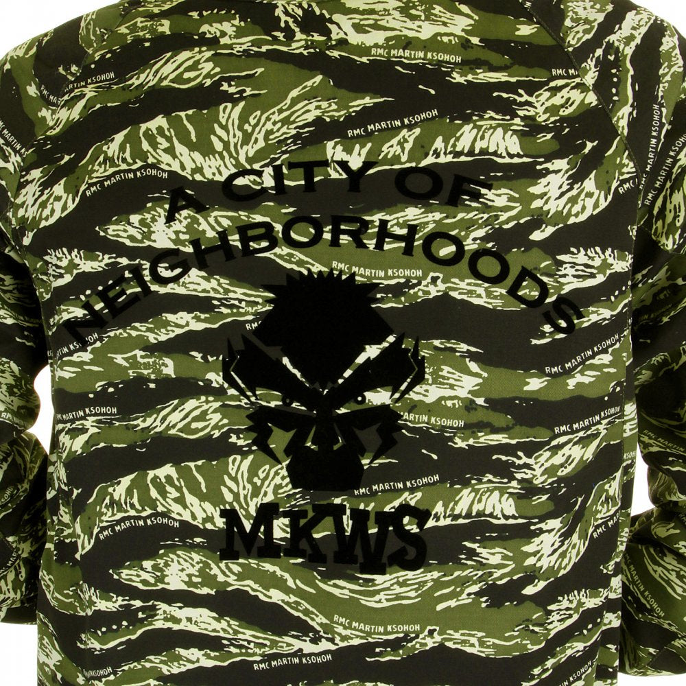 Mens Tiger Camo Green Zip up Regular Fit Hooded Windbreaker Jacket