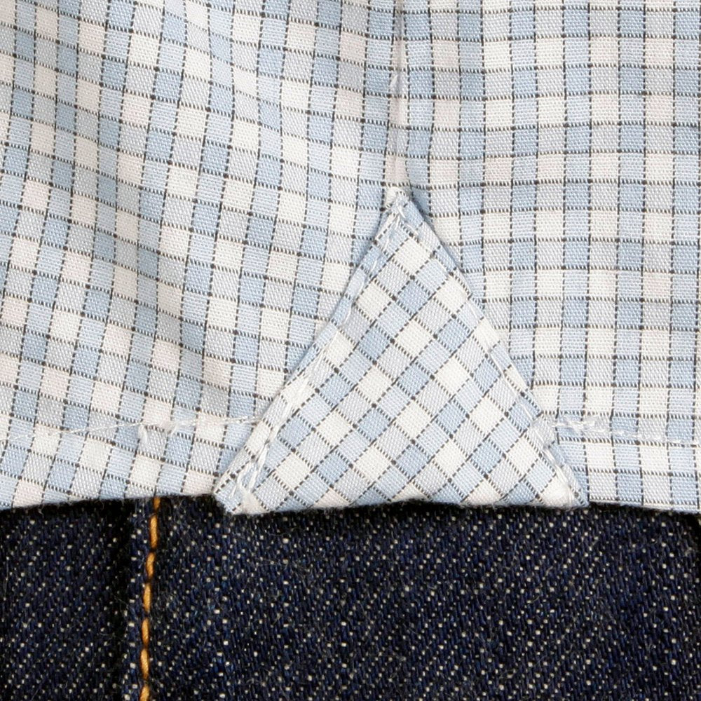 Mens Sky Blue Check Penny Collar Long Sleeve Regular Fit Shirt