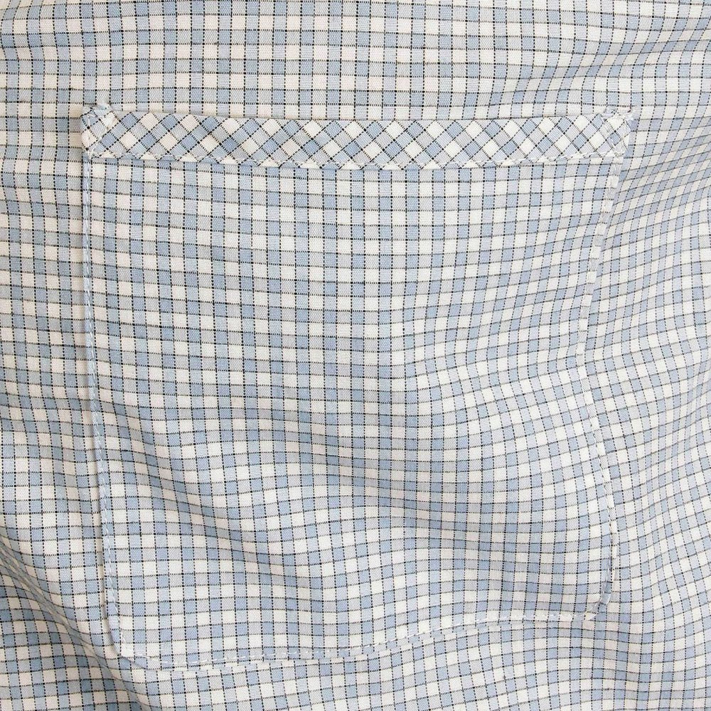 Mens Sky Blue Check Penny Collar Long Sleeve Regular Fit Shirt