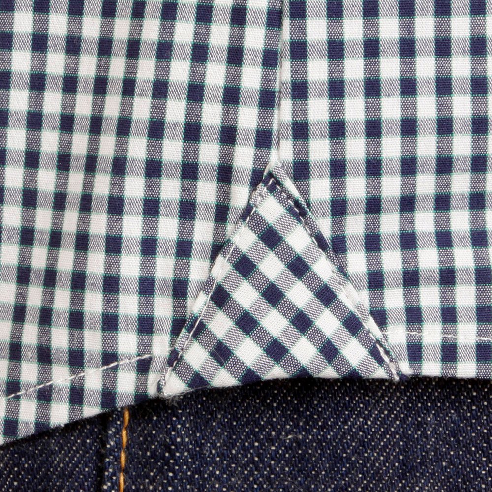 Mens Navy Check Penny Collar Long Sleeve Regular Fit Shirt